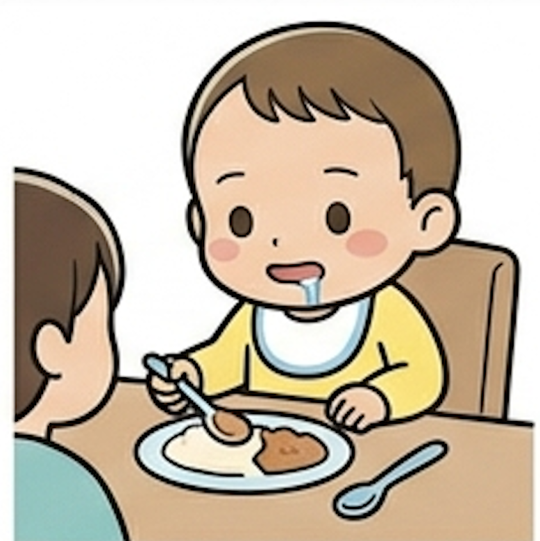 食べ物に興味を持つ赤ちゃん