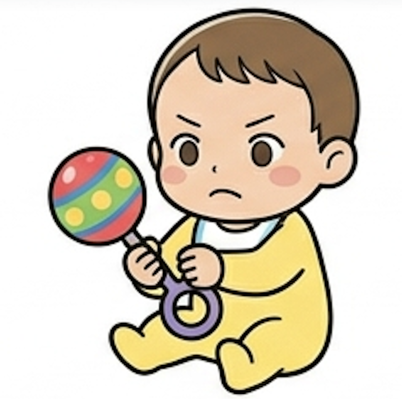 赤ちゃん：しっかり握って噛む
