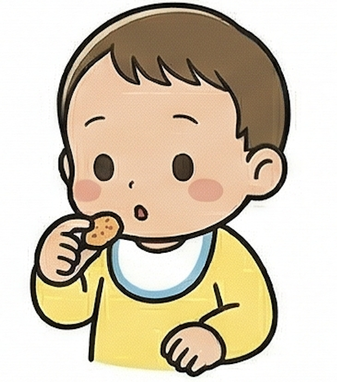 赤ちゃん：何でもつまんで口へ