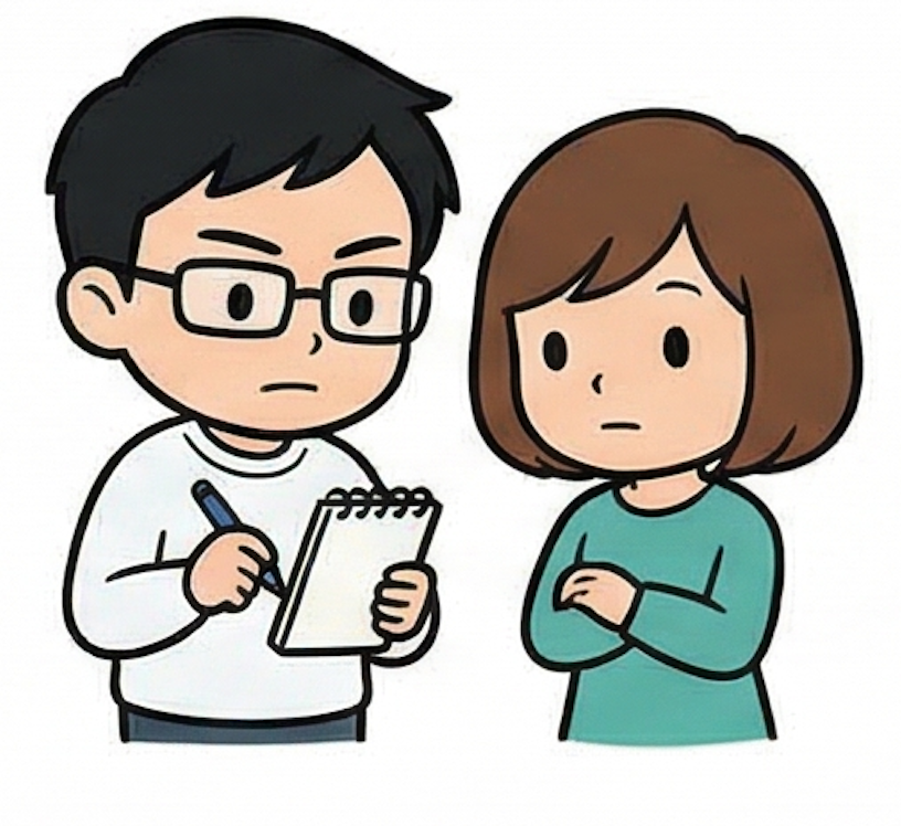 夫婦でプレイマットを相談中