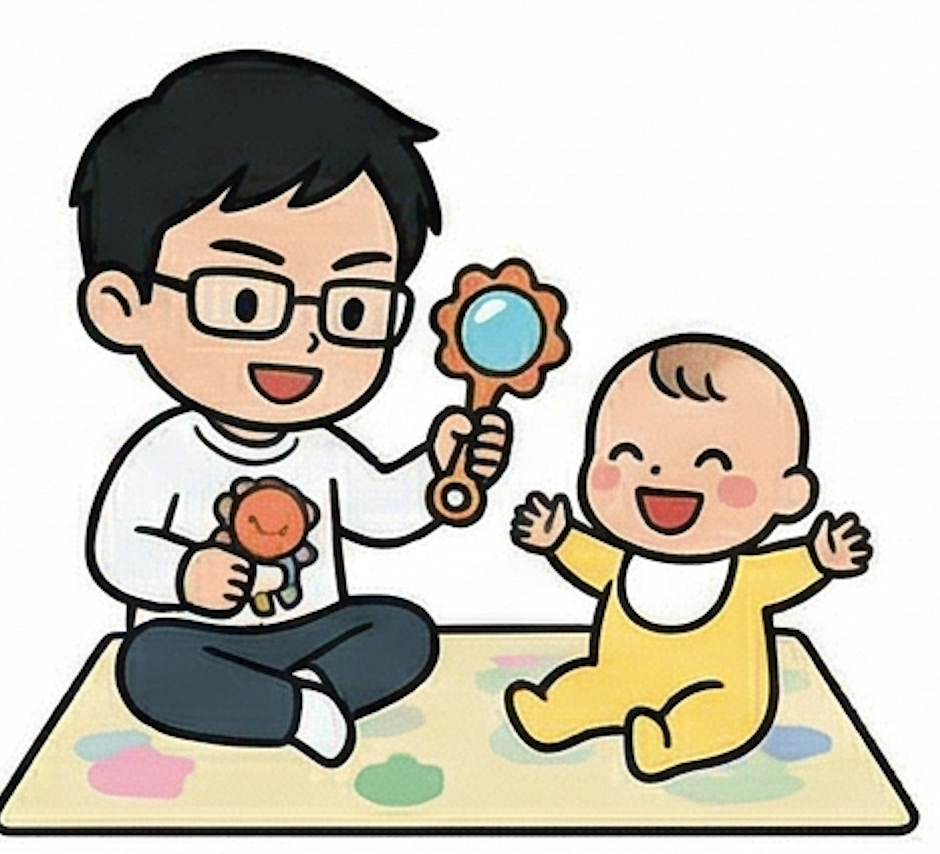 夫：赤ちゃんと遊ぶ