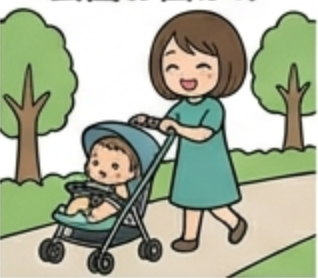 妻・ベビーカーでお散歩