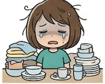 妻・疲れ・食器